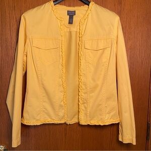 Chico’s Additions  Canary Yellow Ruffled Women's Jacket Size 0 (XS) GU…